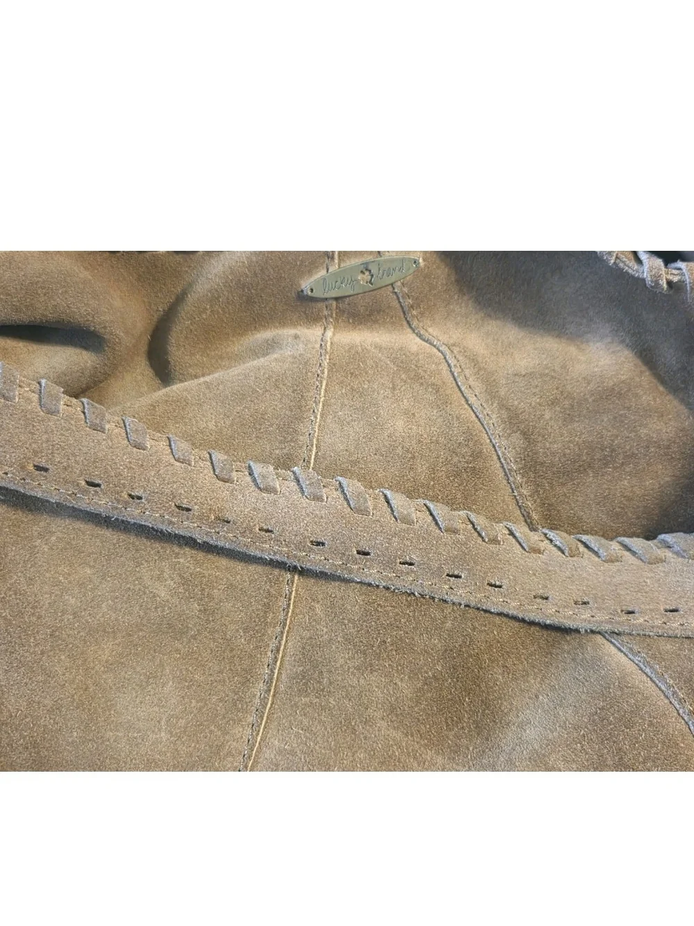 Lucky Brand Purse Brown Leather Suede Shoulder Hobo Vintage Boho Chic Purse Y2k